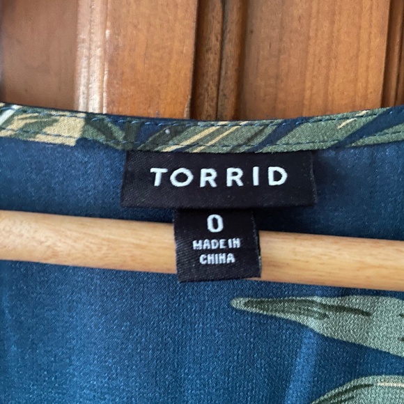 Torrid Tropical Floral Chiffon Hi Lo Babydoll Tunic Sheer Teal Size 0 - Picture 6 of 8